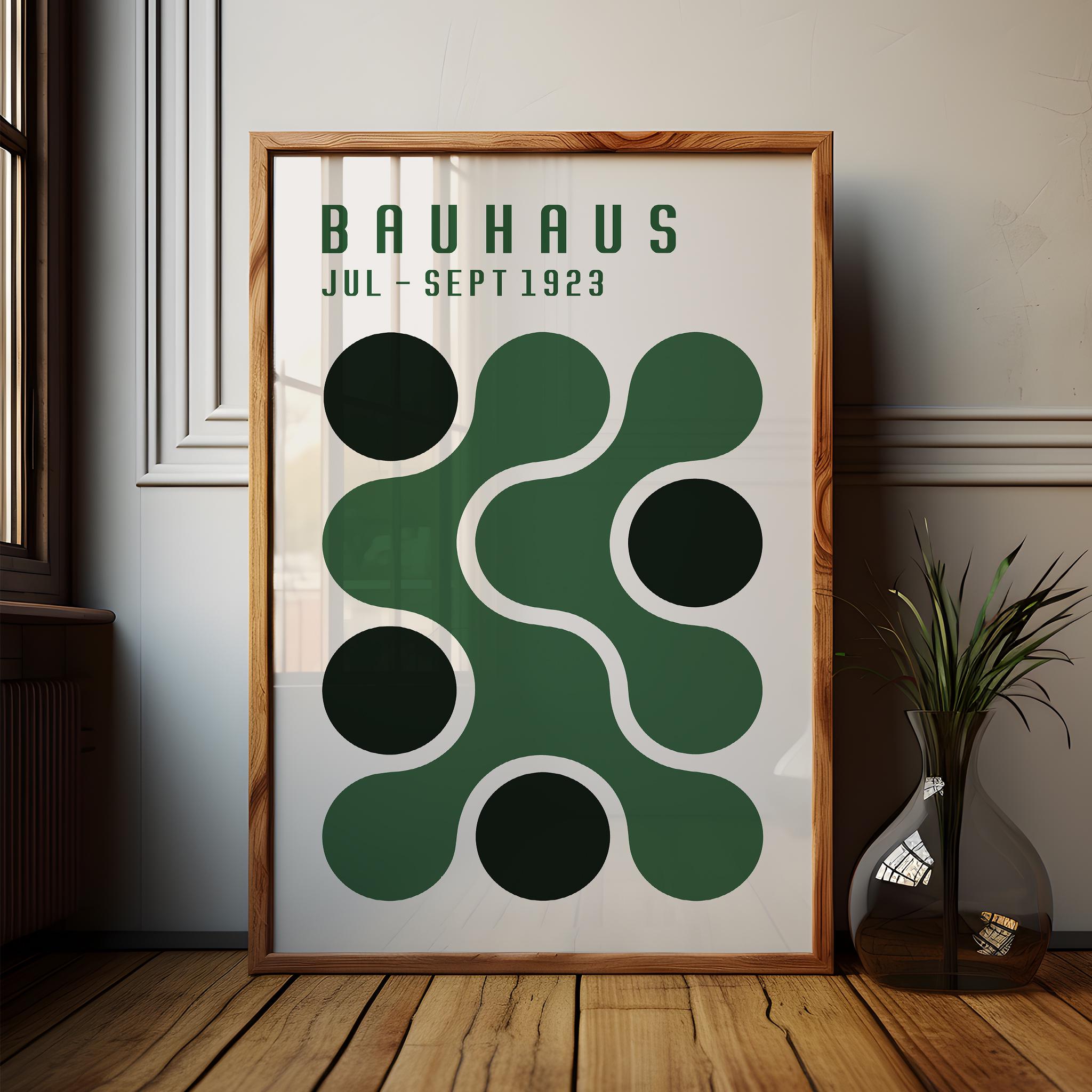 Green Bauhaus Poster, Geometric Exhibition Art Print, Mid Century ...