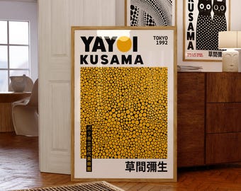 Yayoi Kusama-tryck: Abstrakt Kusama-väggkonst i gult