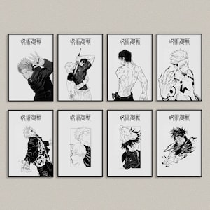 Jujutsu Kaisen Poster Confezione da 8, JujutsuKaisen Anime Art Anime Wall Print Painting, Poster JJK, Jujutsu Kaisen Set di 8 Poster, Poster Gojo
