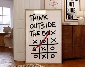 Think Outside The Box Poster, Minimalist Office Decor