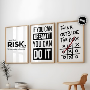 Motivational Quotes Posters 3 Pack, Motivation Quotes Art Inspirational Wall Print Painting, Inspirational Quotes Set of 3 Printable Posters