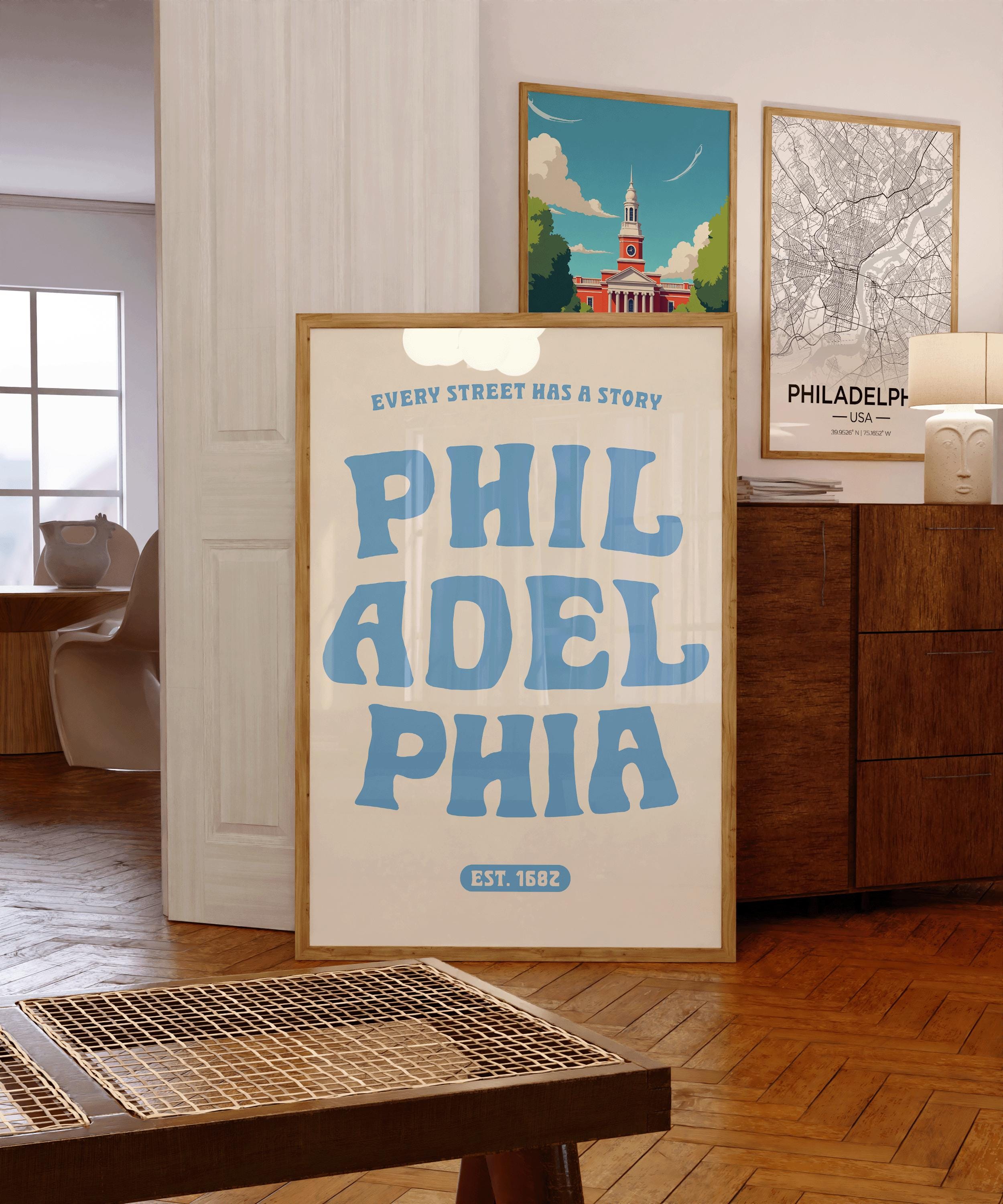 Philadelphia Poster, Philadelphia City Map Wall Art, Philadelphia Vintage Travel Poster, Philadelphia Travel Print, Philadelphia City Print