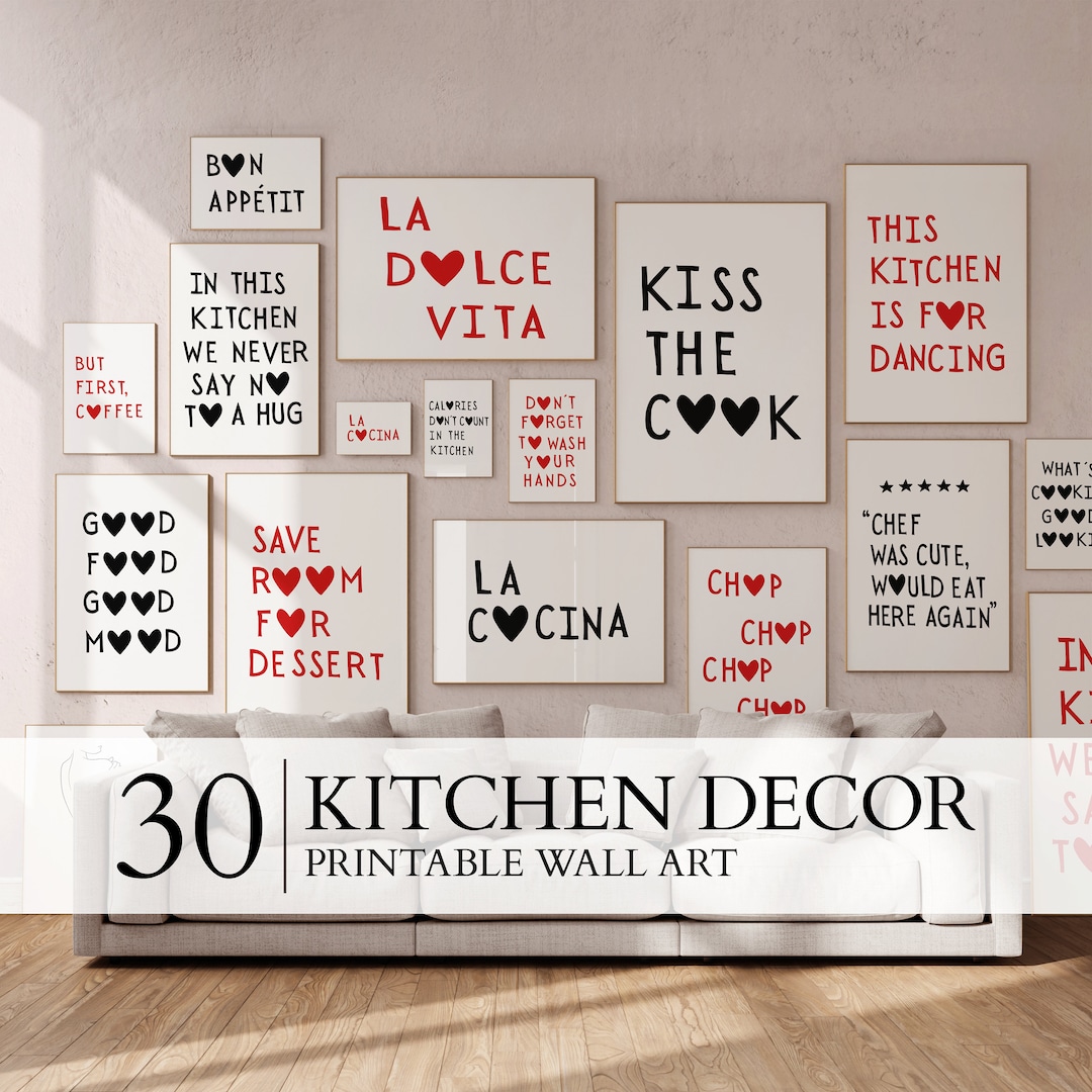 Kitchen Quote Example Kitchen Quotes Posters 30 Pack, Kitchen Quote Art Cooking Funny Wall ...