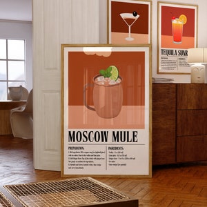 Moscow Mule Poster, Cocktail Print Art Bar Cart Decor, Moscow Mule Print Cocktail, Moscow Mule Wall Art Bar Cart, Moscow Mule Bar Decor