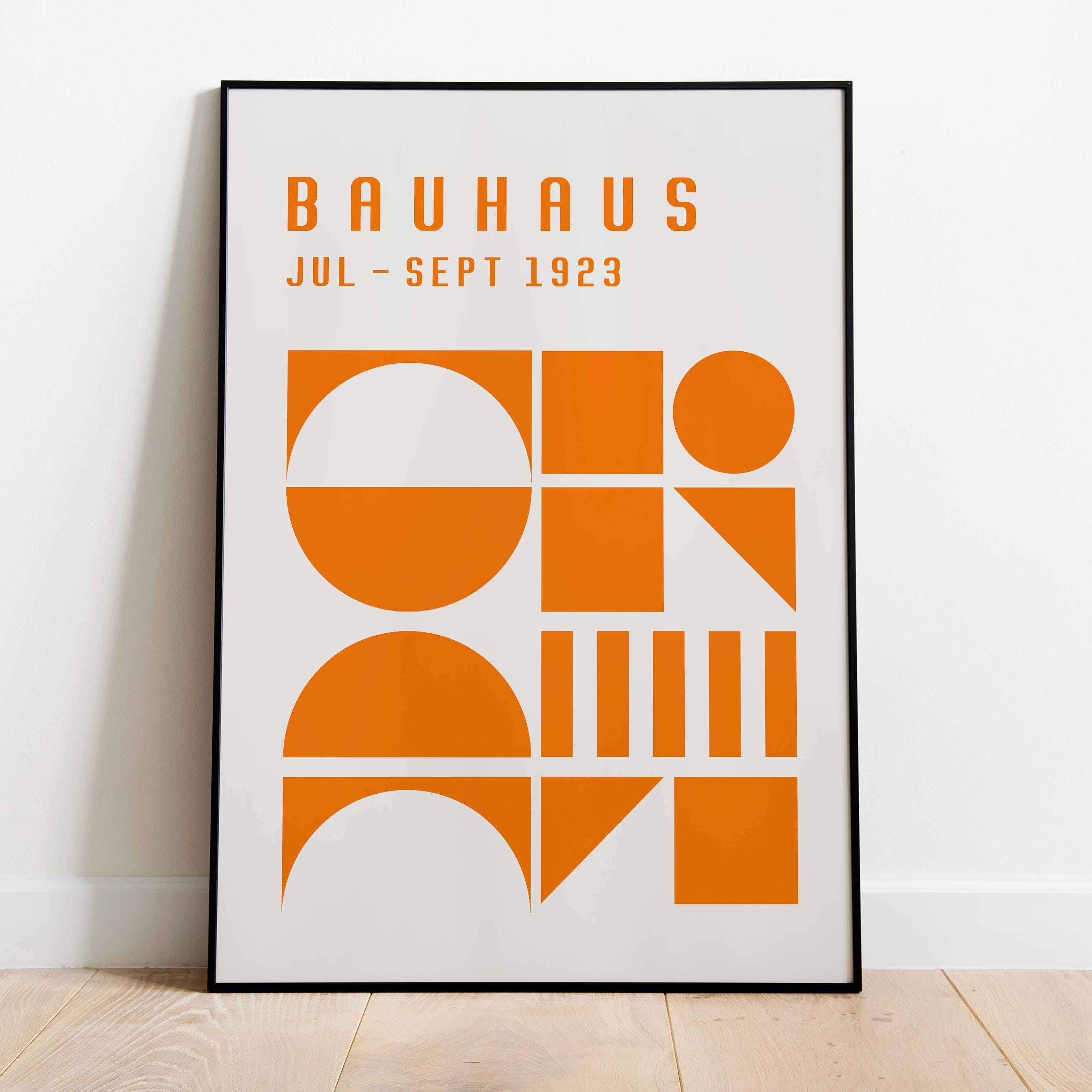 Bauhaus Poster Exhibition Print, Orange Geometric Wall Art, Mid Century ...
