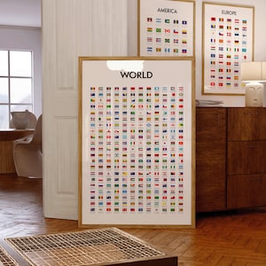 Affiche tracker de voyage, oeuvre d'art murale tracker de pays, impression de carnet de voyage, décoration drapeaux de voyage, tracker de voyage en Europe, tracker de voyage en Amérique