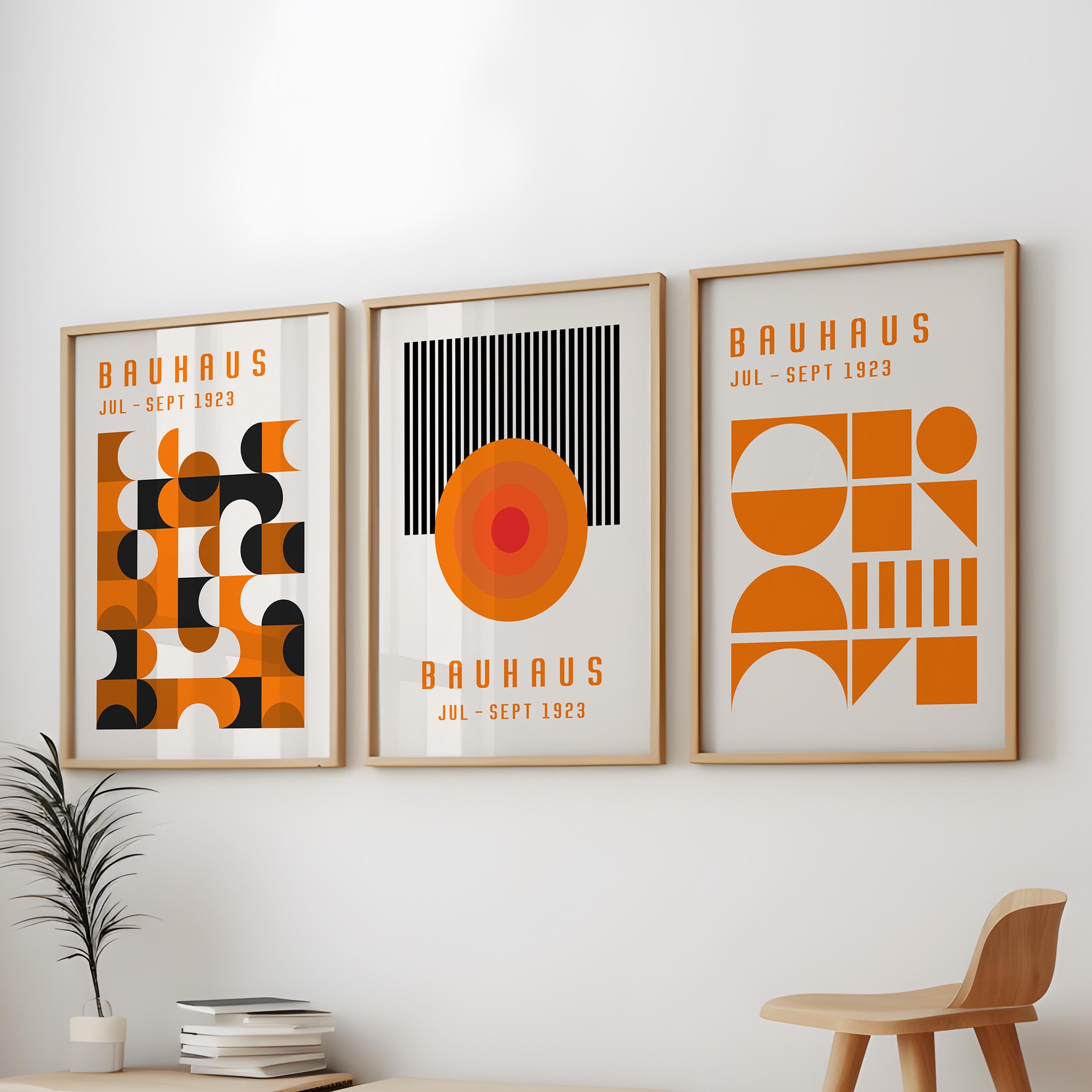 Bauhaus Poster Exhibition Print, Orange Geometric Wall Art, Mid Century ...