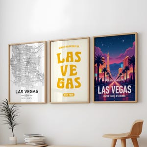Las Vegas City 3 Prints Pack, Las Vegas City 3 Wandkunst-Pack, Las Vegas Vintage Travel 3 Poster Pack, 3er-Set Las Vegas Travel Prints