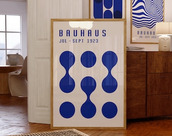 Bauhaus Poster Blue, Bauhaus Wall Art Blue Printable, Blue Geometric Art, Bauhaus Ausstellung Poster, Bauhaus Exhibition Blue Art Deco Print