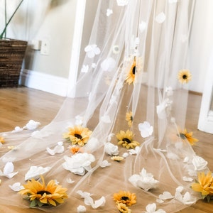 Custom Sunflower Floral Veil