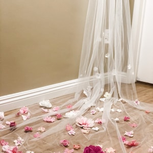 Custom Pink Floral Veil