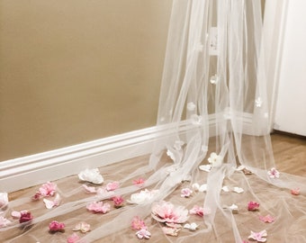 Custom Pink Floral Veil