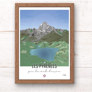 Poster of the Pyrenees / The Pic du Midi d'Ossau / Mountain Poster / Pyrenees Illustration
