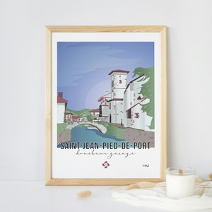 Saint Jean Pied de Port poster / Basque Country poster / Decoration / Basque illustration