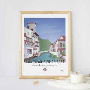 Saint Jean Pied de Port poster / Basque Country poster / Decoration / Basque illustration