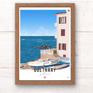 Guéthary Basque Country Poster / Basque Country Illustration / Wall Decoration