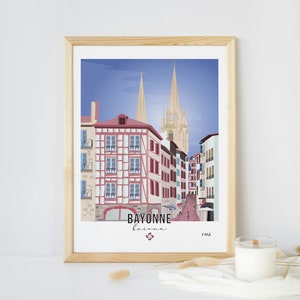 Bayonne poster / Basque Country poster / Decoration / Basque illustration