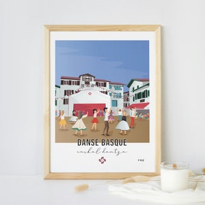 Affiche de la Danse Basque / Affiche Pays Basque / Décoration / Illustration basque