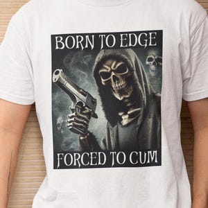 Born to Edge grafisch T-shirt skelet: onbeleefde humor voor volwassenen