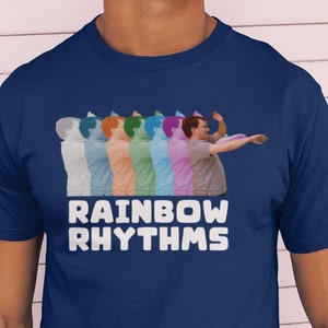 Rainbow Rhythms Comedy T-Shirt | Peep Show Fan Merch | Mark Corrigan Dancing Meme Tee