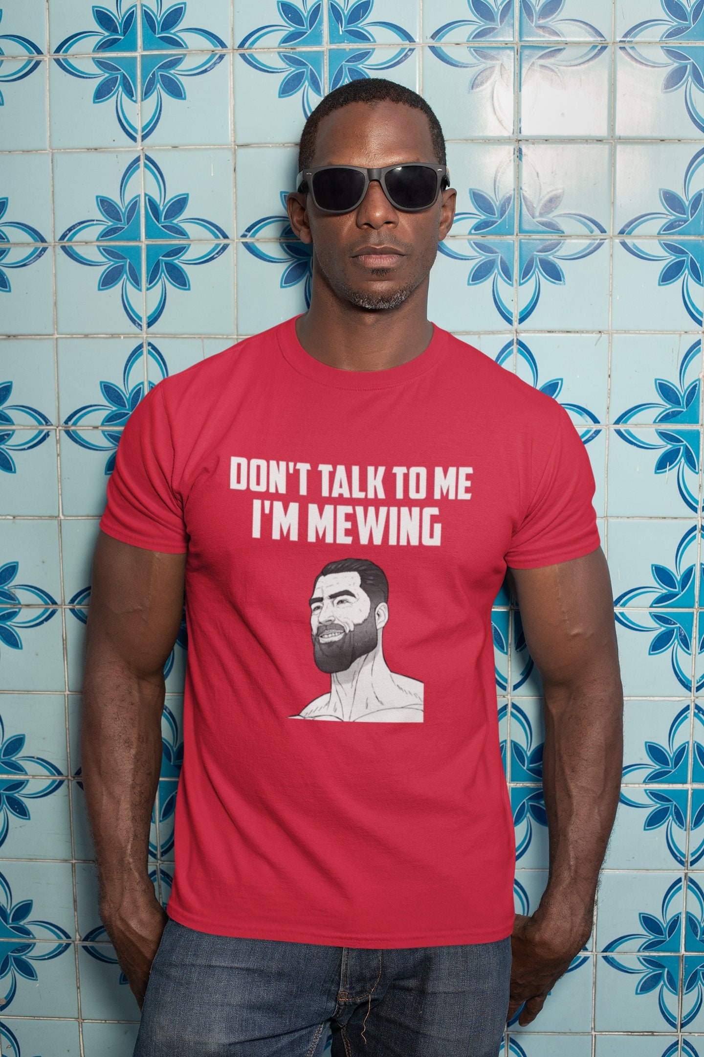 I'm Mewing Funny GigaChad Tee | Sigma Comedy Meme T-Shirt | Looksmaxxing enthusiast Gift | Edging funny Novelty Shirt