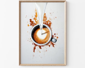 Coffee Art Print Modern Kitchen Decor Barista Coffee Lover Gift Espresso Wall Art Italian Cafe Dining Room Poster Downloadable Art | H08