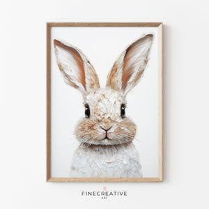Easter Bunny Print, Spring Printable Wall Art, Minimalist Rabbit Painting, Digital Download, Textured Bunny Print, Easter Wall Decor | G42