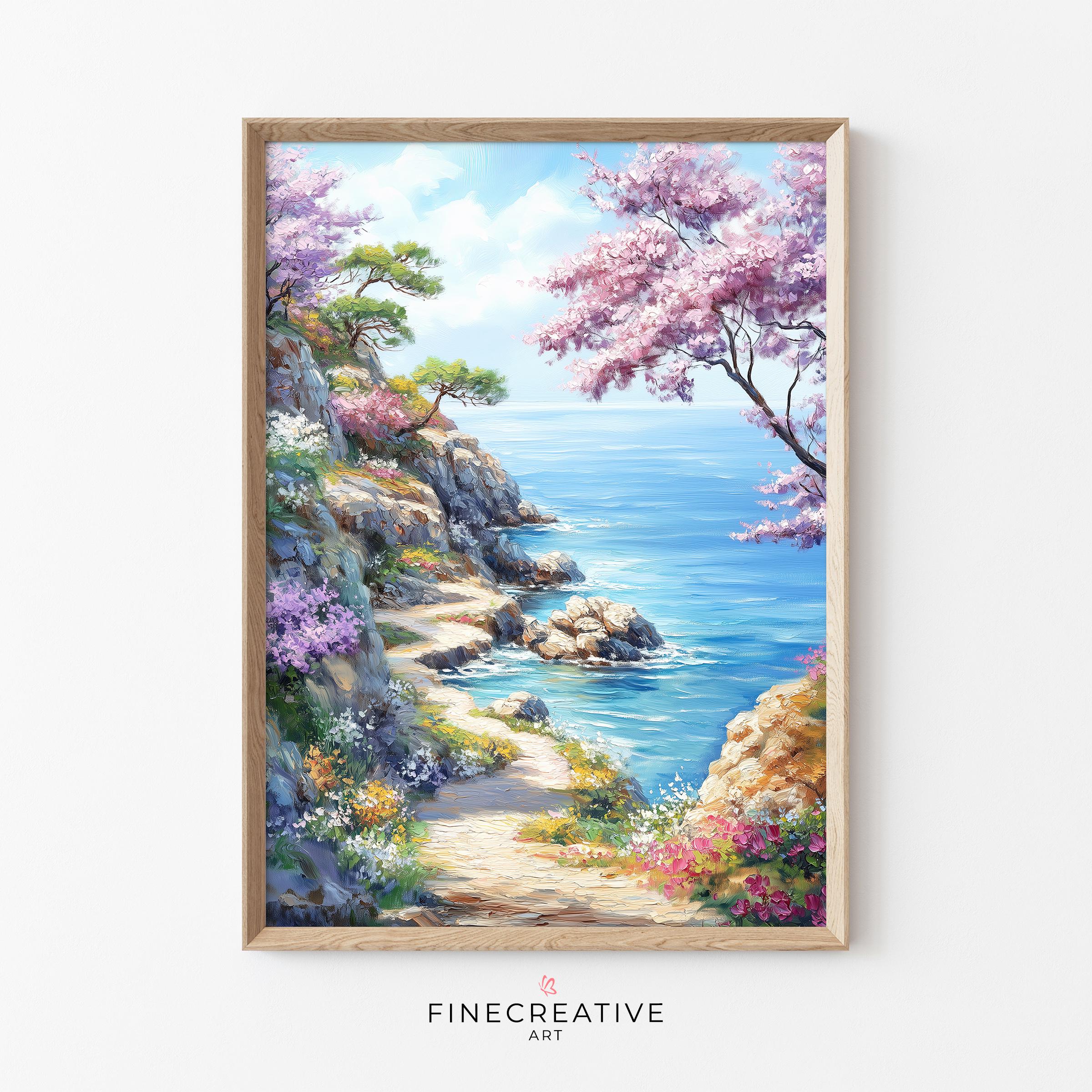 パステルカラーの海岸プリントアート ビーチロック プリント可能