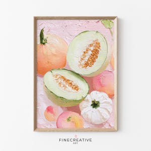 Melon Print Kitchen Art, Fruit Wall Art Dopamine Decor for Modern Farmhouse, Trendy Apartment, Dining Room or Summer Kitchen Download | H63