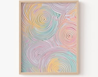 Pastel Abstract Art Print, Textured Circles Art, Modern Nursery Decor, Japandi Download Art, Pastel Boho Wall Decor, Scandinavian Art | A04