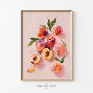 Peach Print Kitchen Art Dopamine Decor, Modern Wall Art, Colorful Fruit Aesthetic, Trendy Peach Wall Decor, Farmhouse Download Art | H46