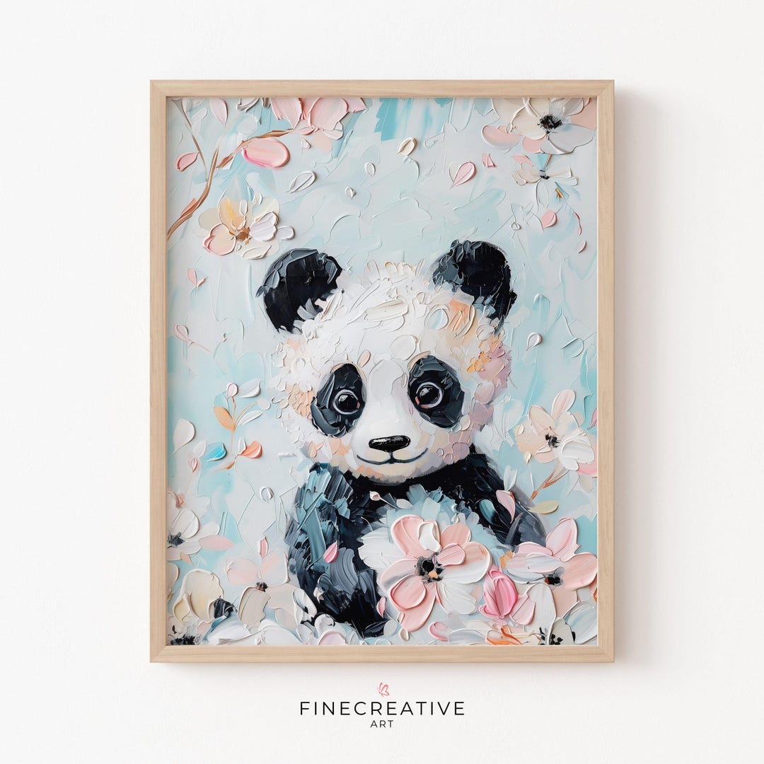 Panda Nursery Art Print, Baby Animal Wall Art for Kids Room, Cute ...