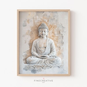Buddha Wall Art Printable, Textured Zen Wall Art, Asian Meditation Art, Peaceful Yoga Room Decor,  Spiritual Mindfulness Art Download | I07