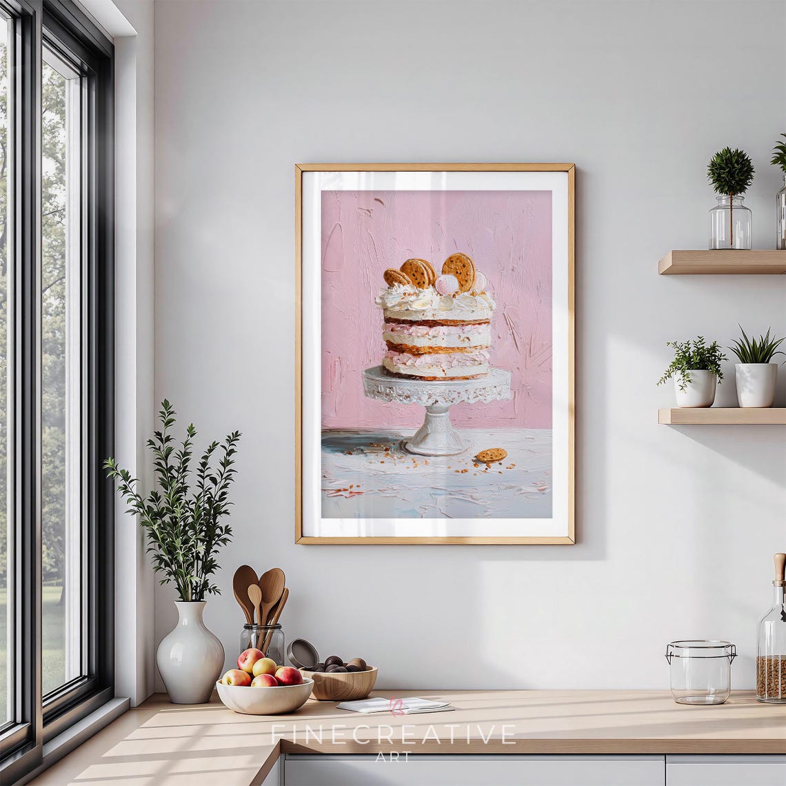 Cake Art Print Kitchen Wall Decor, Pastel Dessert Painting ...