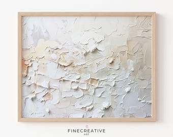Abstract White Wall Art Printable, Minimalist Neutral Art Print, Contemporary Textured Painting, Digital Download, Modern Wall Decor | A01