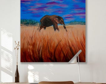 Elephant Art Print | Vibrant Colors (30x30)