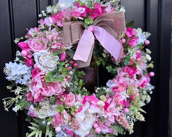 Beautifully crafted ‘Penelope Pink’ bespoke door wreath.