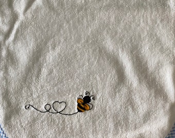 Love Bee embroidered baby bib