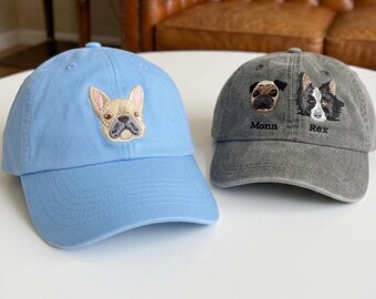 Custom Embroidered Pet Photo Hat, Personalized Dog & Cat Baseball Cap, Hats With Your Animal