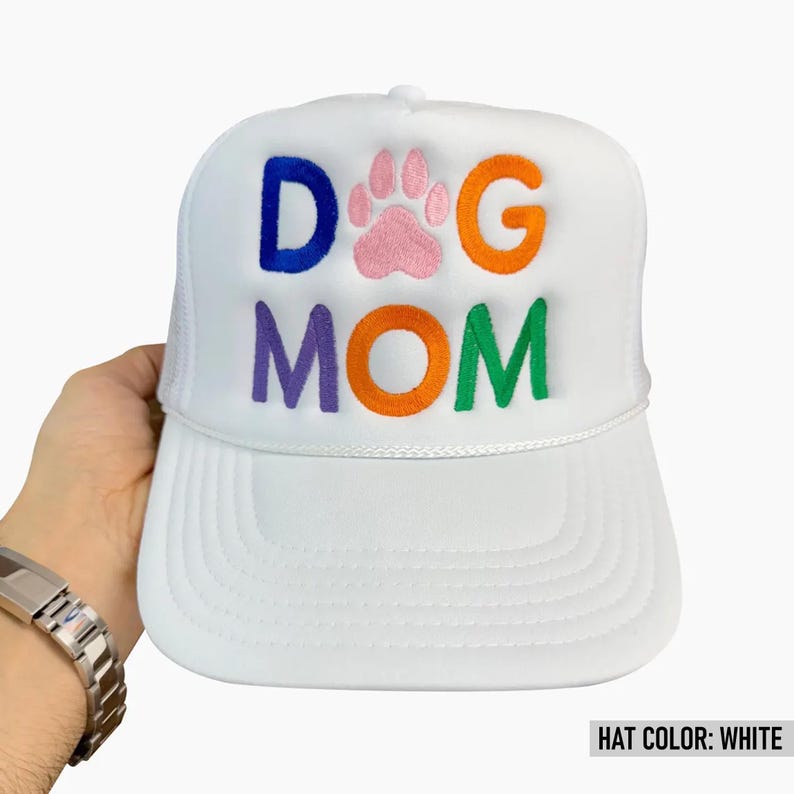 Embroidered Dog Mom Trucker Hat, Dog Mom Embroidery Hat, Dog Mom Cap image 8