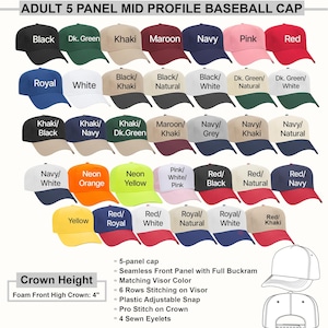 Custom Embroidered Upside Down Text Hat, 5 Panel Two Tone Baseball Cap, Personalized Make Your Own Hat, Embroidery Baseball Fan Hat (31-069) image 2