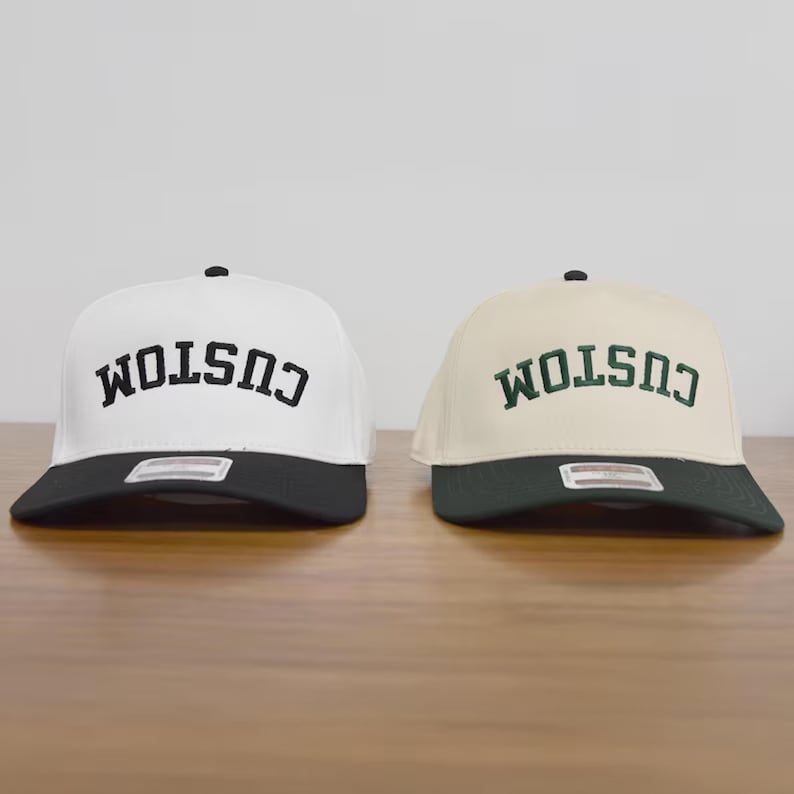 Custom Embroidered Upside Down Text Hat, 5 Panel Two Tone Baseball Cap, Personalized Make Your Own Hat, Embroidery Baseball Fan Hat (31-069) image 6