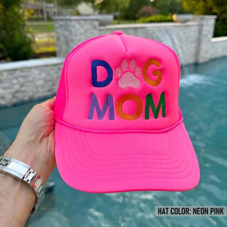 Embroidered Dog Mom Trucker Hat, Dog Mom Embroidery Hat, Dog Mom Cap image 5