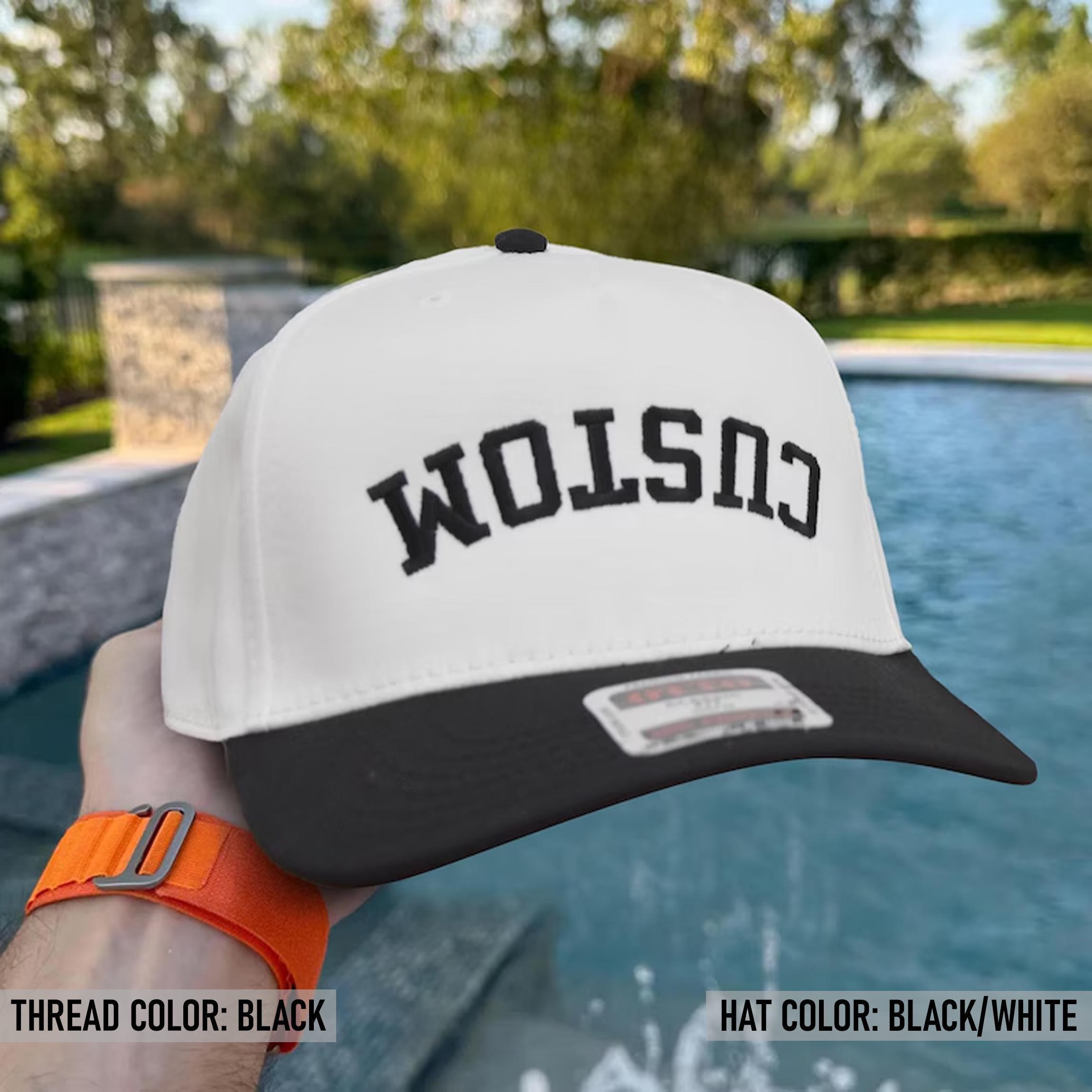 Gorra de béisbol personalizada con texto invertido bordado, de 5 paneles y dos tonos, personalizable, para personalizar, para aficionados al béisbol (31-069)