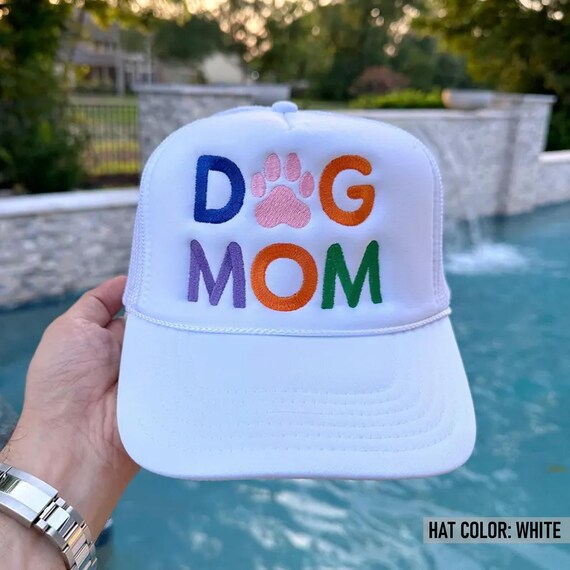 Embroidered Dog Mom Trucker Hat, Dog Mom Embroidery Hat, Dog Mom Cap