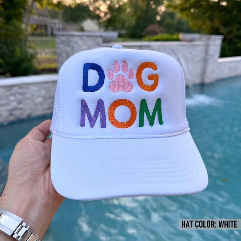 Embroidered Dog Mom Trucker Hat, Dog Mom Embroidery Hat, Dog Mom Cap image 10