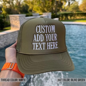 Custom Embroidered Hat, Personalized Foam Trucker Hat, Embroidery Trucker Cap, Custom Caps, Hats with Embroidery, Unisex 5 Panel Trucker Hat