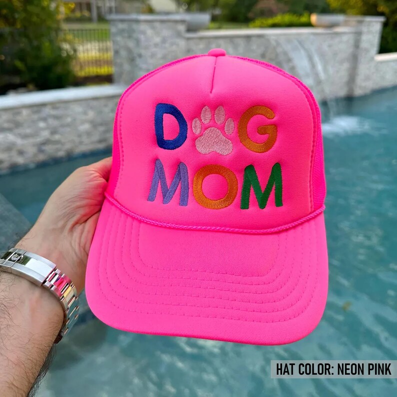 Embroidered Dog Mom Trucker Hat, Dog Mom Embroidery Hat, Dog Mom Cap image 9