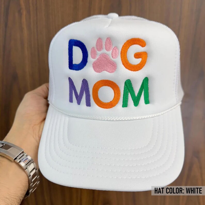 Embroidered Dog Mom Trucker Hat, Dog Mom Embroidery Hat, Dog Mom Cap image 6