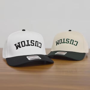 Custom Embroidered Upside Down Text Hat, 5 Panel Two Tone Baseball Cap, Personalized Make Your Own Hat, Embroidery Baseball Fan Hat (31-069) image 5
